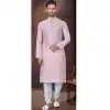 Pink Silk Zari Work Mens Readymade Plus Size Kurta Pajama - 9704188904