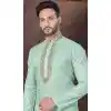 Pista Green Silk Zari Work Mens Readymade Plus Size Kurta Pajama - 9704188908