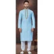 Sky Blue Jacquard Silk Zari Work Mens Readymade Kurta Pajama - 9704188909