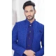 Navy Blue Dhupion Resham Work Wedding Wear Men Indo Western - 9705188912