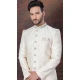 Cream Jacquard Silk Stone Work Wedding Wear Men Indo Western - 9705188914