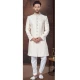 Cream Jacquard Silk Stone Work Wedding Wear Men Indo Western - 9705188914