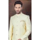 Gold Jacquard Silk Woven Work Wedding Wear Men Indo Western - 9705188915