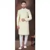 Gold Jacquard Silk Woven Work Wedding Wear Plus Size Men Indo Western - 9705188915