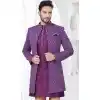 Winish Purple Dhupion Resham Work Wedding Wear Plus Size Men Indo Western - 9705188918