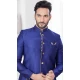 Navy Blue Jacquard Silk Woven Work Wedding Wear Men Indo Western - 9705188919