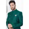 Green Jacquard Silk Woven Work Wedding Wear Plus Size Men Indo Western - 9705188921