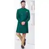 Green Jacquard Silk Woven Work Wedding Wear Plus Size Men Indo Western - 9705188921