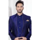 Navy Blue Art Dhupion Woven Work Wedding Wear Men Indo Western - 9705188922