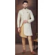 Cream With Chikoo Jacquard Silk Woven Work Wedding Wear Men Indo Western - 9705188923