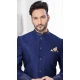 Jacquard Silk Navy Blue Woven Work Wedding Wear Men Indo Western - 9705188924