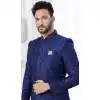 Navy Blue Jacquard Silk Stone Work Wedding Wear Plus Size Men Indo Western - 9705188925