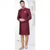 Maroon Jacquard Silk Resham Work Wedding Wear Plus Size Men Indo Western - 9705188929