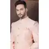Peach Jacquard Silk Woven Work Wedding Wear Plus Size Men Indo Western - 9705188930