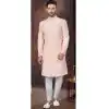 Peach Jacquard Silk Woven Work Wedding Wear Plus Size Men Indo Western - 9705188930