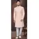 Peach Jacquard Silk Woven Work Wedding Wear Men Indo Western - 9705188930