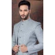 Grey Jacquard Silk Woven Work Wedding Wear Men Indo Western - 9705188932