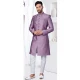 Lavender Jacquard Silk Resham Work Wedding Wear Men Indo Western - 9705188934