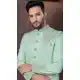 Pista Green Jacquard Silk Resham Work Wedding Wear Men Indo Western - 9705188935