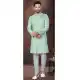 Pista Green Jacquard Silk Resham Work Wedding Wear Men Indo Western - 9705188935