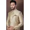 Light Antique Jacquard Silk Woven Work Wedding Wear Plus Size Men Indo Western - 9705188936