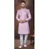 Light Purple Jacquard Silk Resham Work Wedding Wear Plus Size Men Indo Western - 9705188941