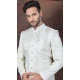 Cream Jacquard Silk Resham Work Wedding Wear Men Indo Western - 9705188943