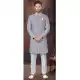 Grey Lucknowie Silk Resham Work Wedding Wear Men Indo Western - 9705188945