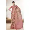 Baby Pink Organza Silk Digital Print Work Party Wear Plus Size Saree - 9853189995
