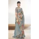 Sky Blue Color Organza Silk Digital Print Work Party Wear Saree - 9853189996