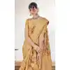 Yellow Organza Silk Digital Print Work Party Wear Plus Size Saree - 9853190001