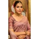 Baby Pink Organza Silk Digital Print Work Designer Party Wear Saree - 9854190005