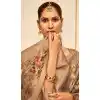 Cream Organza Silk Digital Print Work Designer Party Wear Plus Size Saree - 9854190006