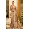 Cream Organza Silk Digital Print Work Designer Party Wear Plus Size Saree - 9854190006