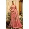 Pink Organza Silk Digital Print Work Designer Party Wear Plus Size Saree - 9854190008
