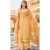 Plus Size Georgette Embroidered Party Wear Salwar Suit In Brown - 9891191068