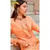 Plus Size Georgette Embroidered Party Wear Salwar Suit In Peach - 9891191069