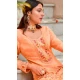 Georgette Embroidered Party Wear Salwar Suit In Peach - 9891191069