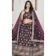 Jacquard Embroidery Work Designer Wear Lehenga Choli In Wine - 9892191079