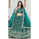 Jacquard Embroidery Work Designer Wear Lehenga Choli In Rama - 9892191080