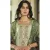 Rayon Resham Work Party Wear Readymade Salwar Suit In Olive Green - 9776189453