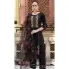 Rayon Resham Work Party Wear Readymade Salwar Suit In Black - 9776189455