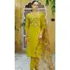 Rayon Resham Work Party Wear Readymade Salwar Suit In Yellow - 9776189456