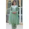 Silk Embroidered Party Wear Readymade Salwar Suit In Olive Green - 9777189461