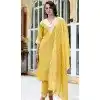 Silk Embroidered Party Wear Readymade Salwar Suit In Yellow - 9777189463