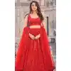 Red Georgette Sequence Work Party Wear Plus Size Lehenga Choli - 9817189762