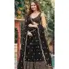Black Georgette Sequence Work Party Wear Plus Size Lehenga Choli - 9818189770