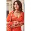 Orange Georgette Sequence Work Party Wear Plus Size Lehenga Choli - 9818189773