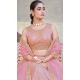 Net Embroidery Work Designer Wear Lehenga Choli In Pink - 9819189775
