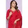 Red Muslin Hand Work Party Wear Readymade Salwar Suit - 9836189870